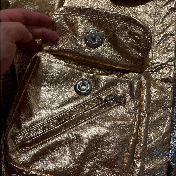 NEW Marc Jacobs‎ | Rose Gold Metallic Bomber Jacket Leather Sz 8 - Picture 5 of 12